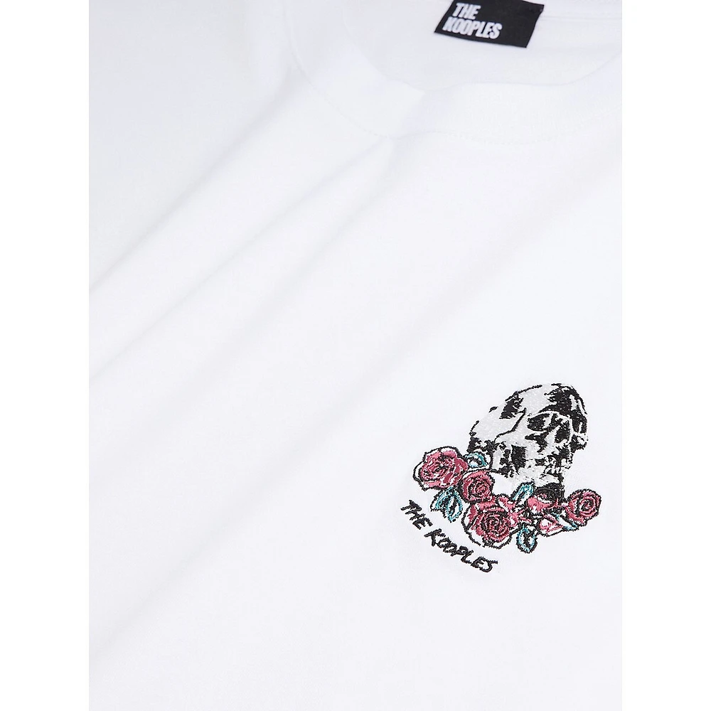 Skull-Embroidered Logo T-Shirt