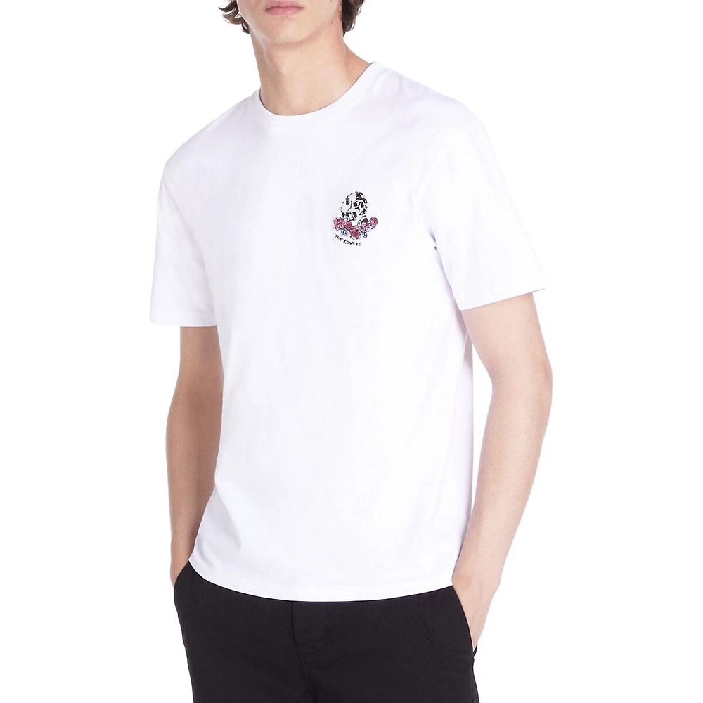 Skull-Embroidered Logo T-Shirt