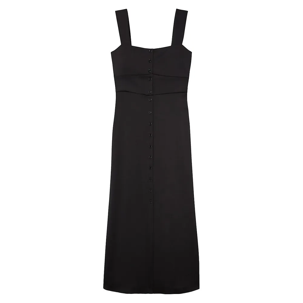 Button-Front Midi Dress