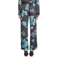 Floral-Print Pull-On Viscose Pants