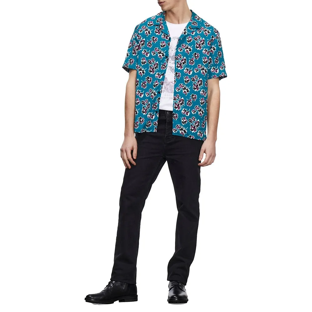 Floral-Print Camp Shirt