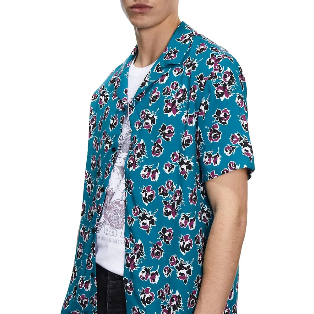 Floral-Print Camp Shirt