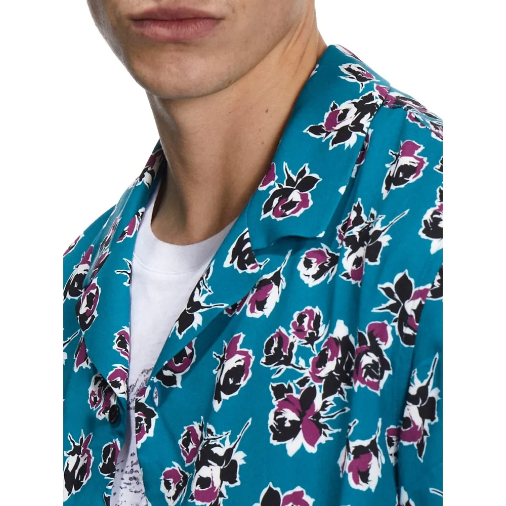 Floral-Print Camp Shirt