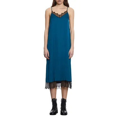 Lace-Trim Midi Slip Dress