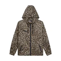 Leopard-Print Hooded Windbreaker Jacket