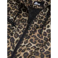 Leopard-Print Hooded Windbreaker Jacket