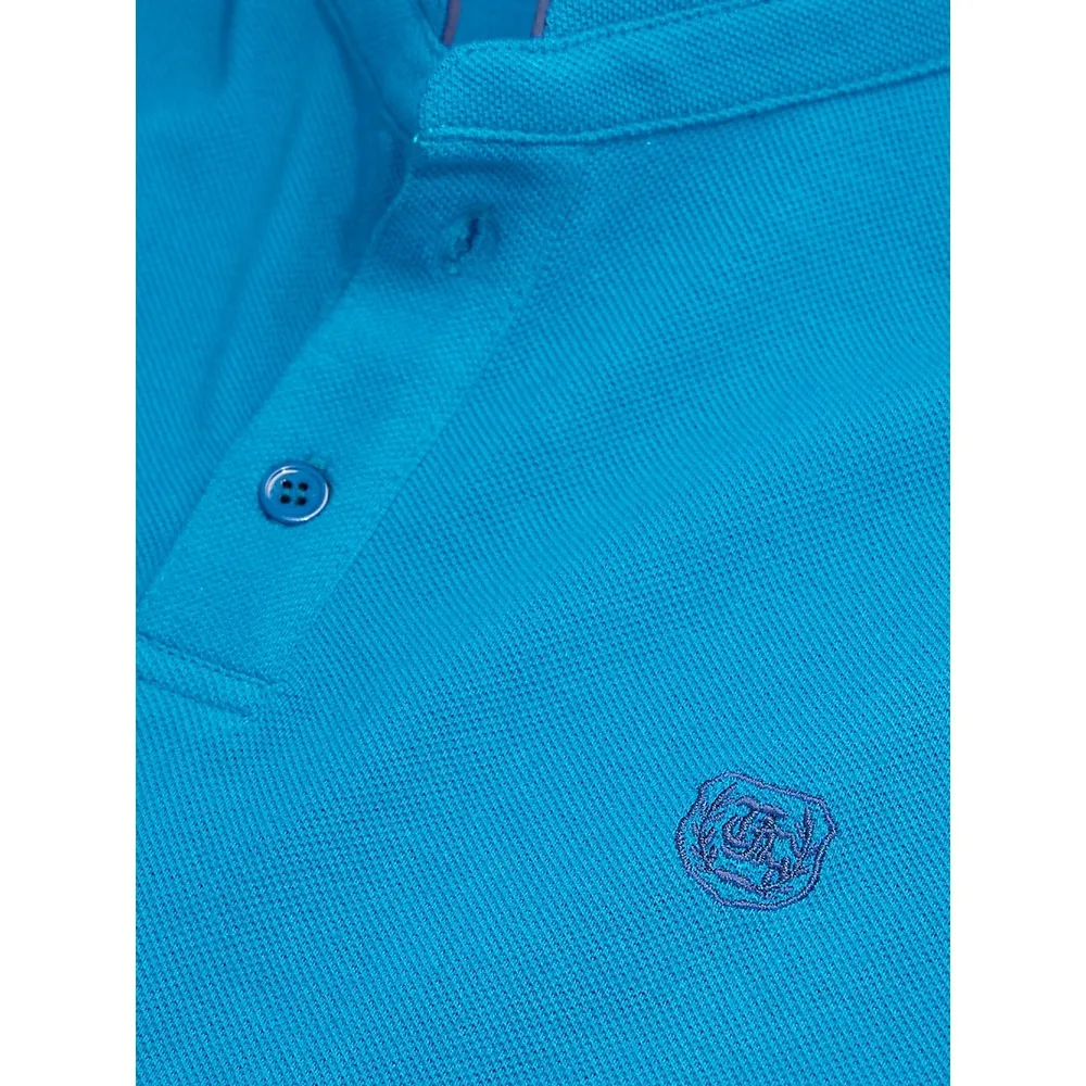 Slim-Fit Officer-Collar Polo Shirt