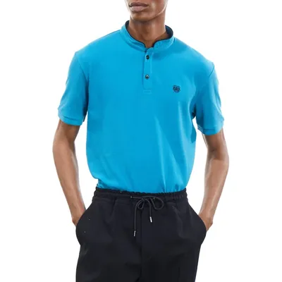 Slim-Fit Officer-Collar Polo Shirt