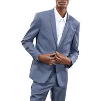 Two-Tone Check Wool Suit Jacket