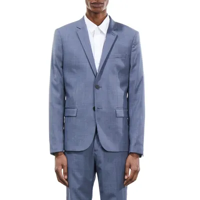 Two-Tone Check Wool Suit Jacket