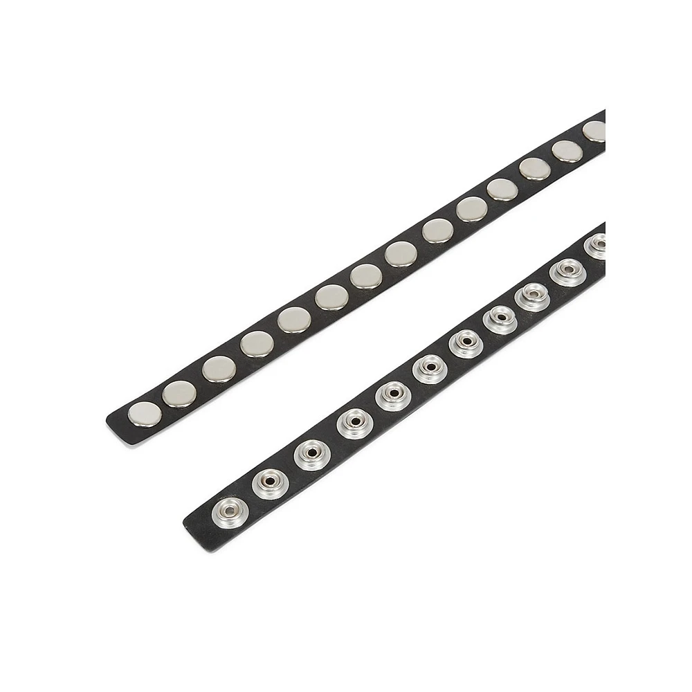 Studded Thin Leather Belt