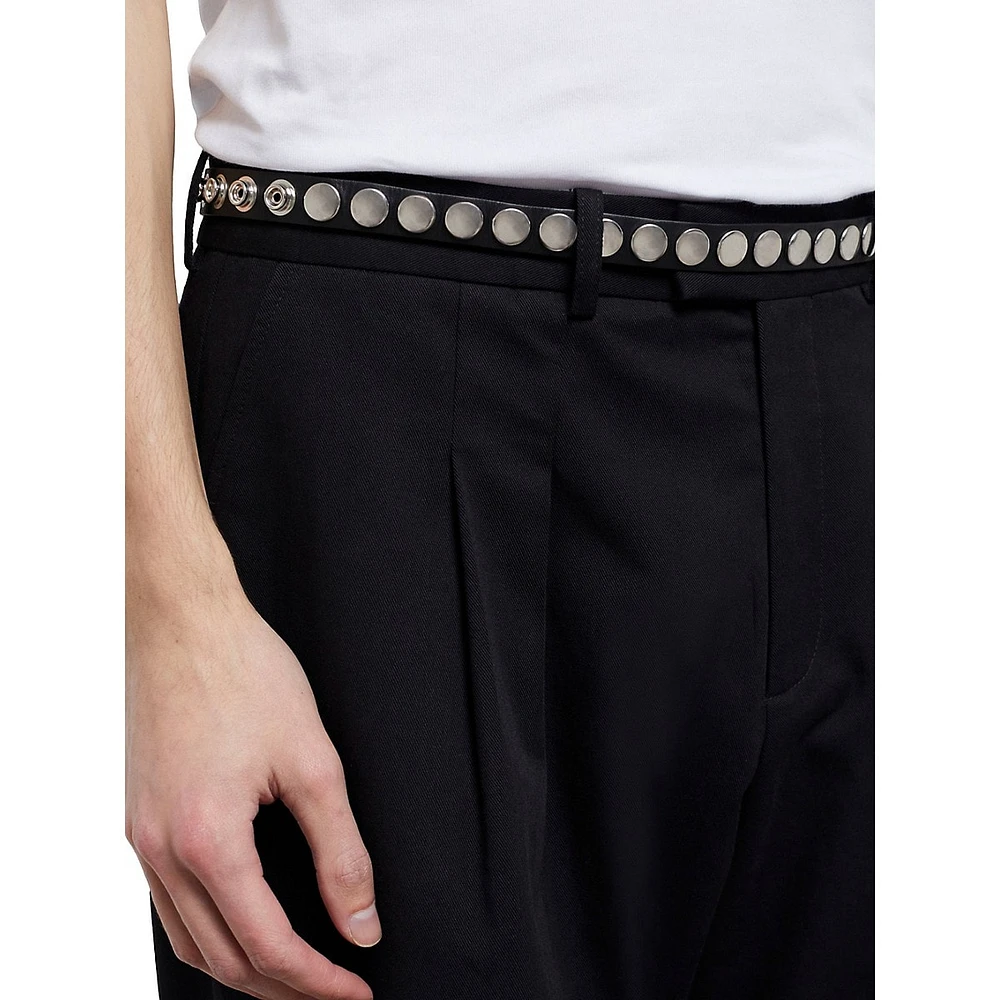 Studded Thin Leather Belt