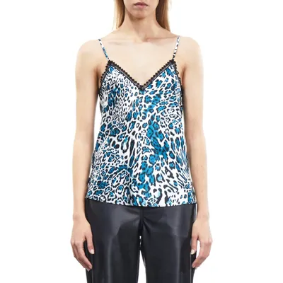 Lace-Trimmed Leopard-Print Silk Camisole