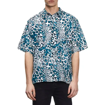 Leopard-Print Short-Sleeve Shirt