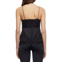 Lace-Trimmed Silk Camisole Top