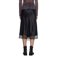 Lace-Trimmed Silk Skirt