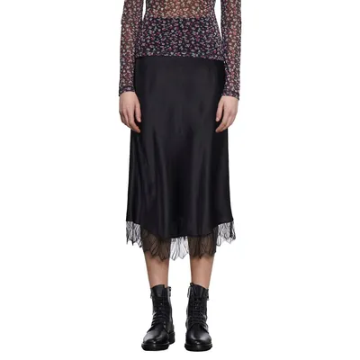 Lace-Trimmed Silk Skirt