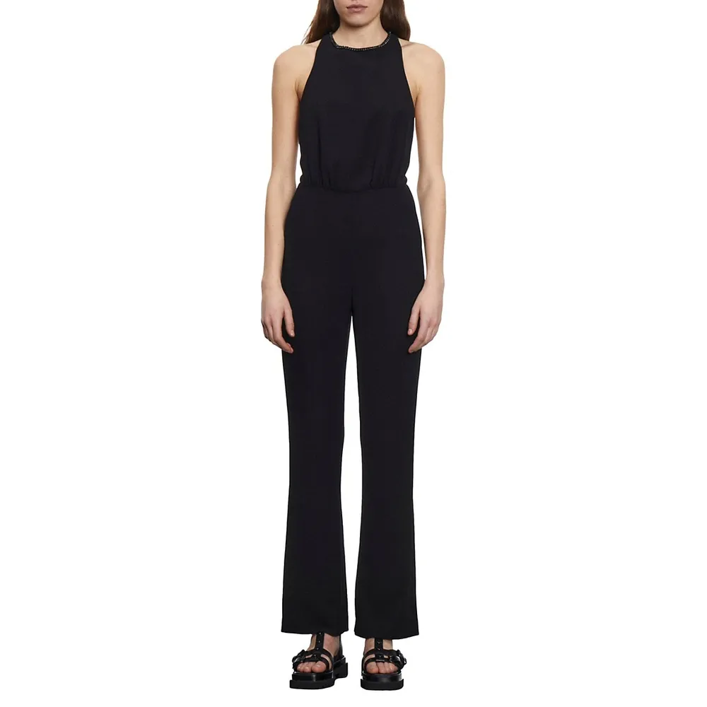 T-Back Sleeveless Crepe Jumpsuit