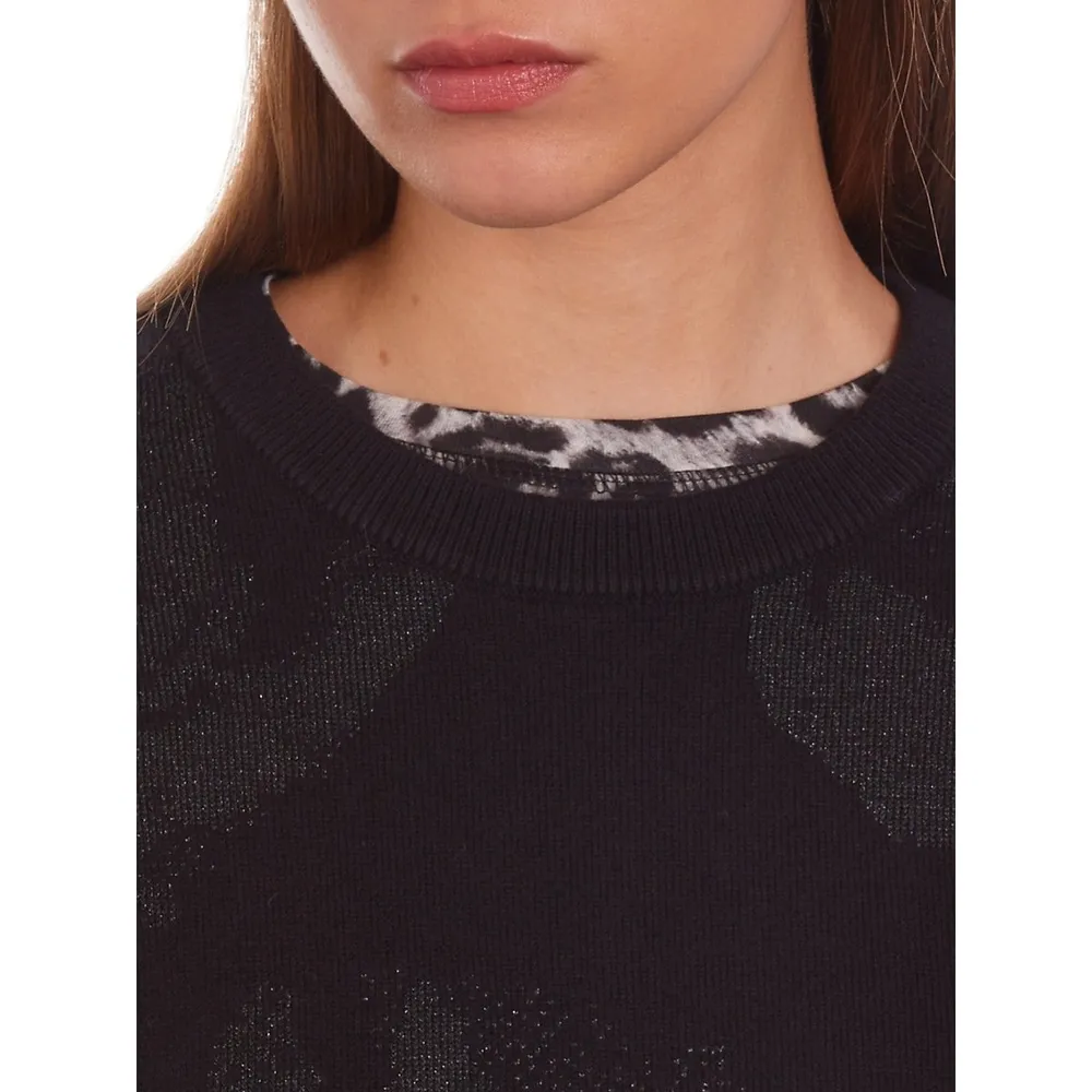 Lurex Pattern Wool-Blend Sweater