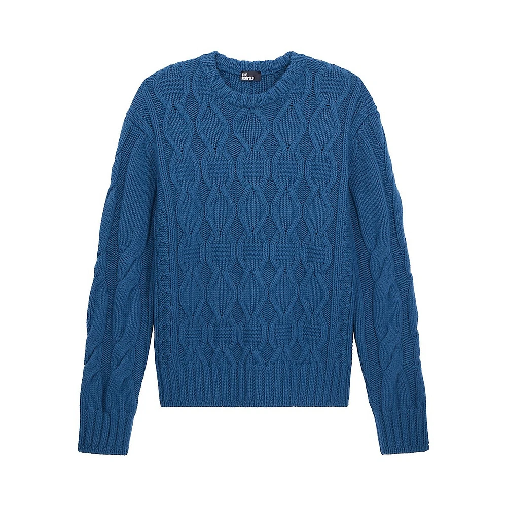 Wool Cable-Knit Crewneck Sweater