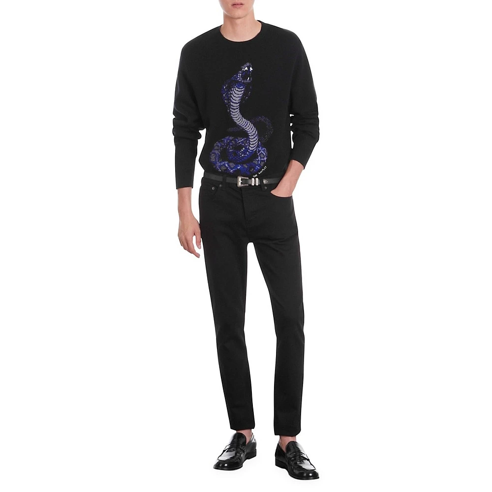 Wool-Blend Cobra Jacquard Sweater