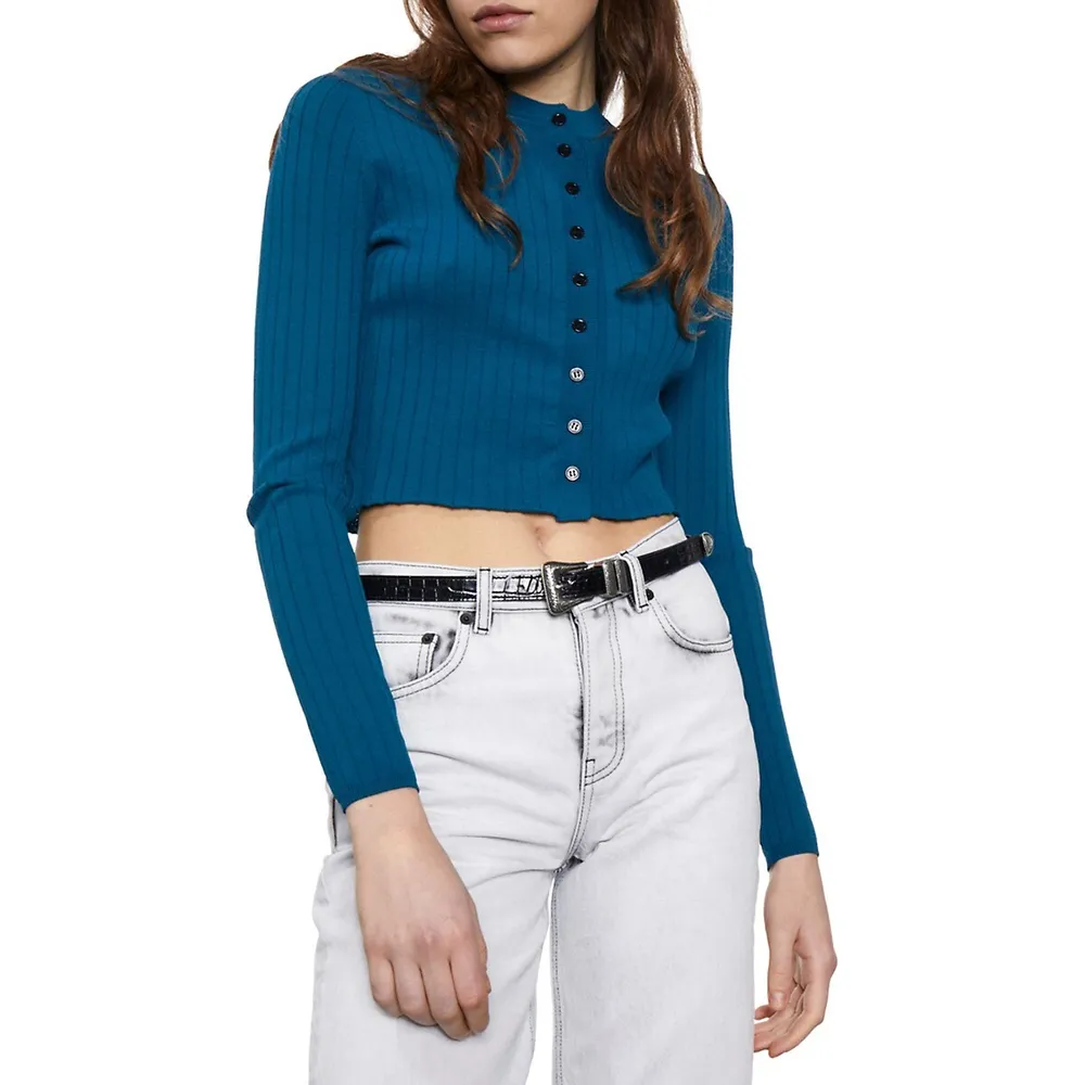 Ribbed Cropped Cardigan