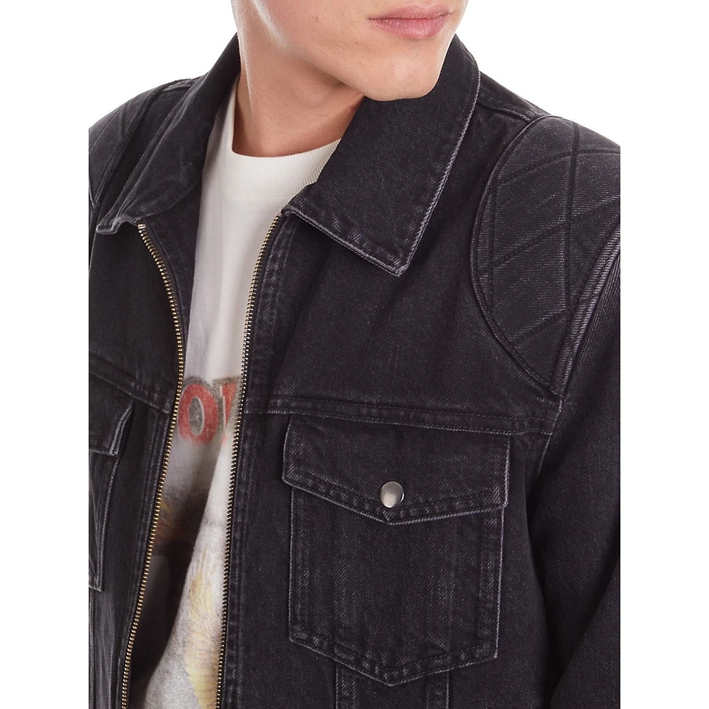 Fitted Denim Biker Jacket