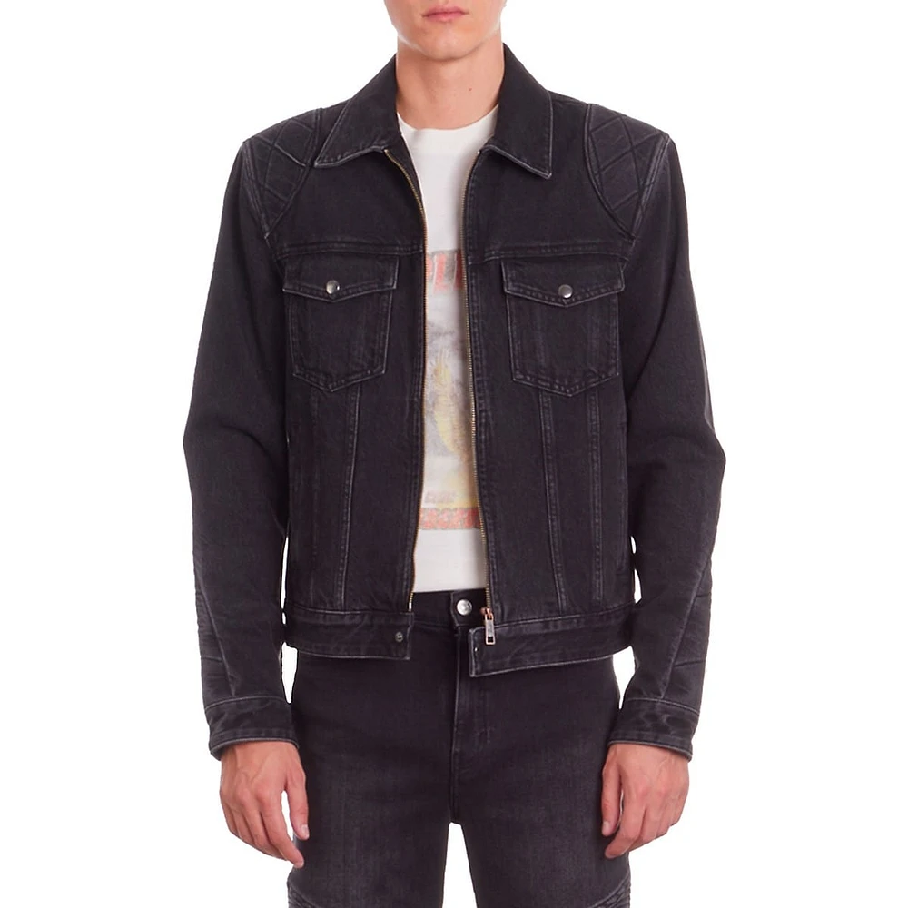 Fitted Denim Biker Jacket