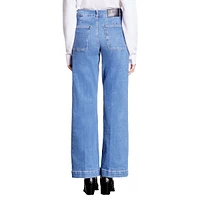 Wide Button-Front Jeans