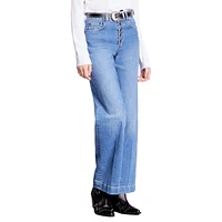 Wide Button-Front Jeans