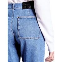 Wide Button-Front Jeans