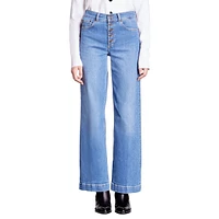 Wide Button-Front Jeans