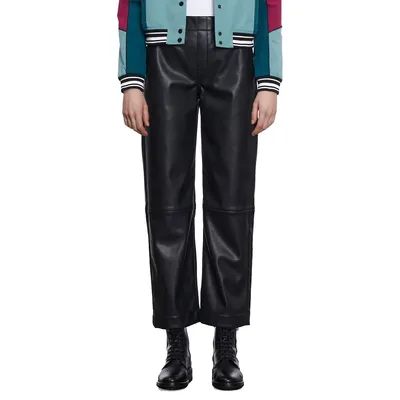 Faux Leather Pull-On Trousers