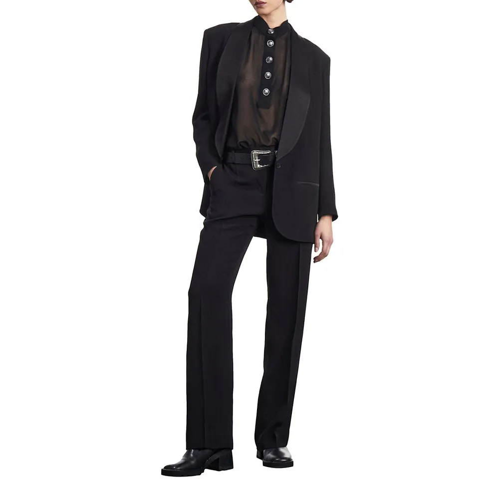 Shawl-Collar Crepe Suit Jacket