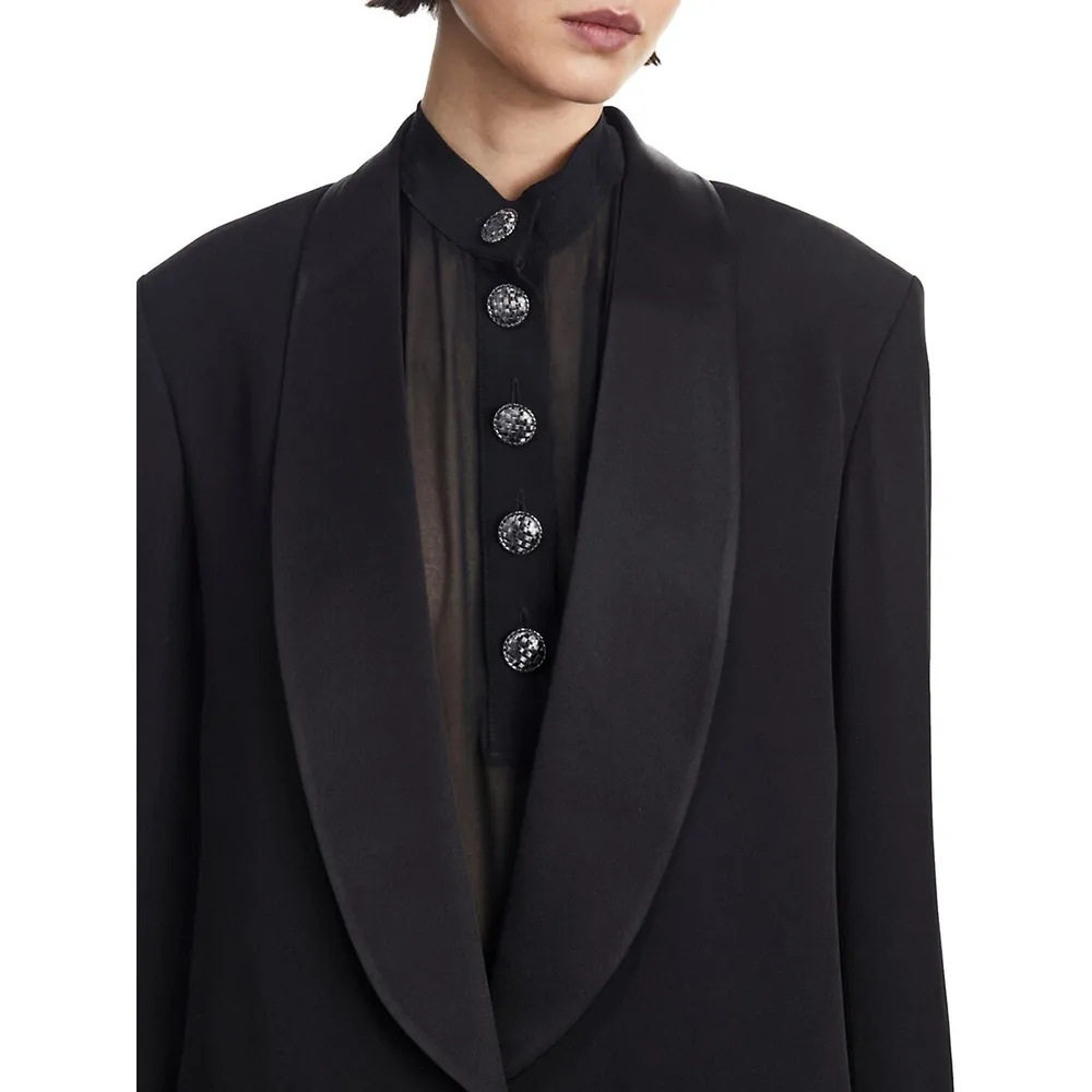 Shawl-Collar Crepe Suit Jacket