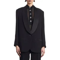 Shawl-Collar Crepe Suit Jacket