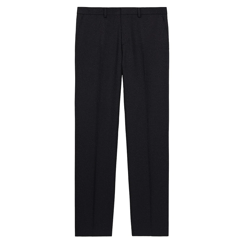 Straight-Fit Pinstriped Wool-Blend Suit Trousers