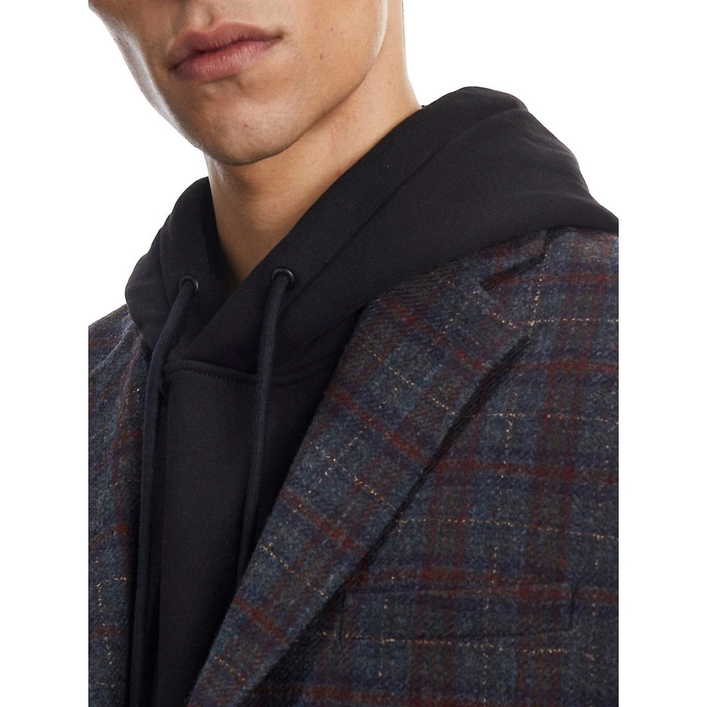 Check Wool & Cashmere-Blend Jacket