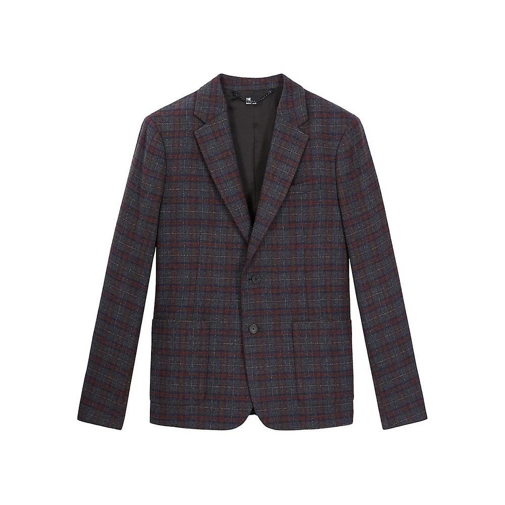 Check Wool & Cashmere-Blend Jacket