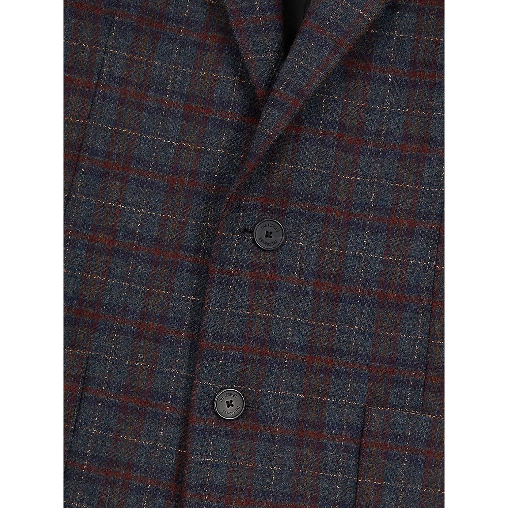 Check Wool & Cashmere-Blend Jacket