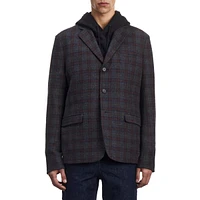 Check Wool & Cashmere-Blend Jacket