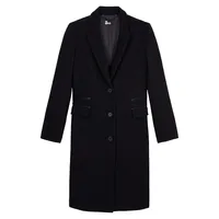 Wool-Blend Notch-Collar Long Coat