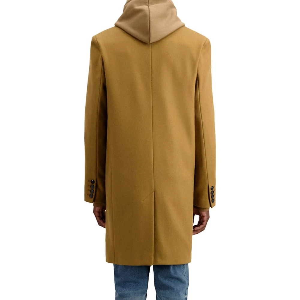 Collared Wool-Blend Long Coat