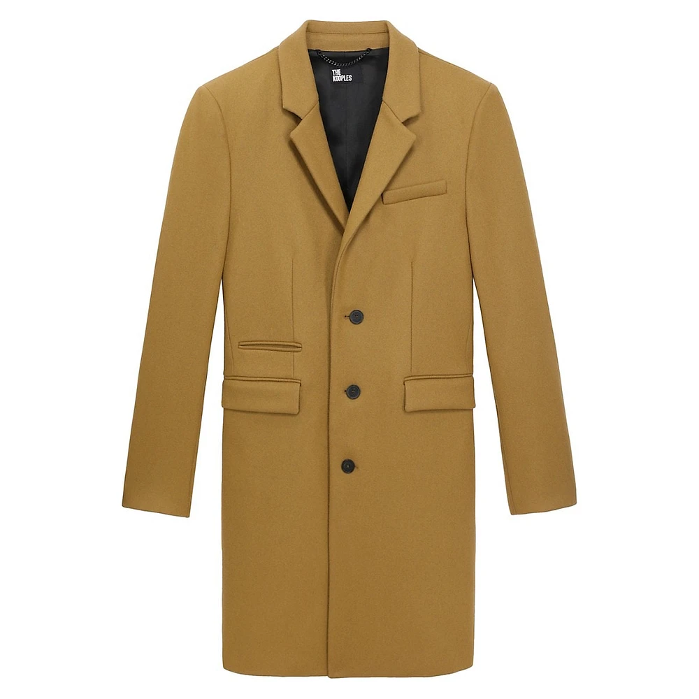 Collared Wool-Blend Long Coat