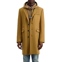 Collared Wool-Blend Long Coat