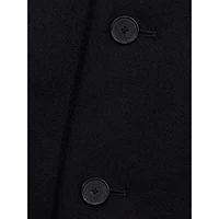 Collared Leather-Trim Wool-Blend Long Coat