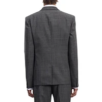 Fitted Micro-Pattern Wool Suit Jacket