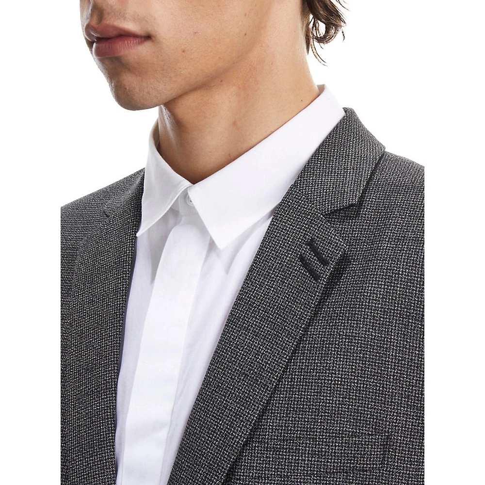 Fitted Micro-Pattern Wool Suit Jacket