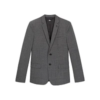 Fitted Micro-Pattern Wool Suit Jacket