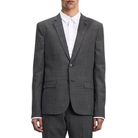 Fitted Micro-Pattern Wool Suit Jacket